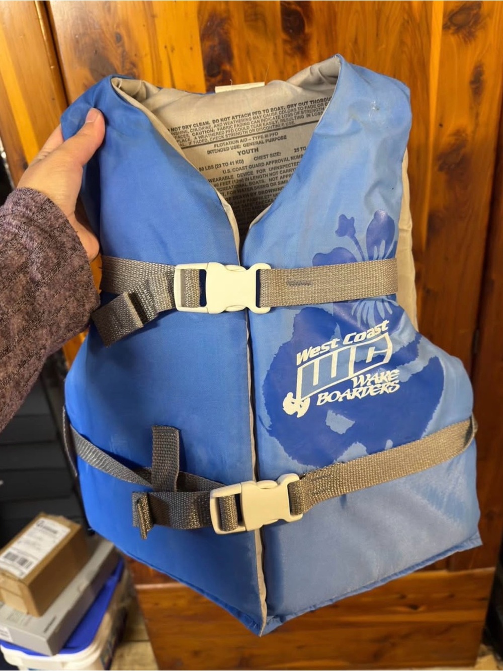 West Coast Wake Boarders Blue Youth Life Jacket